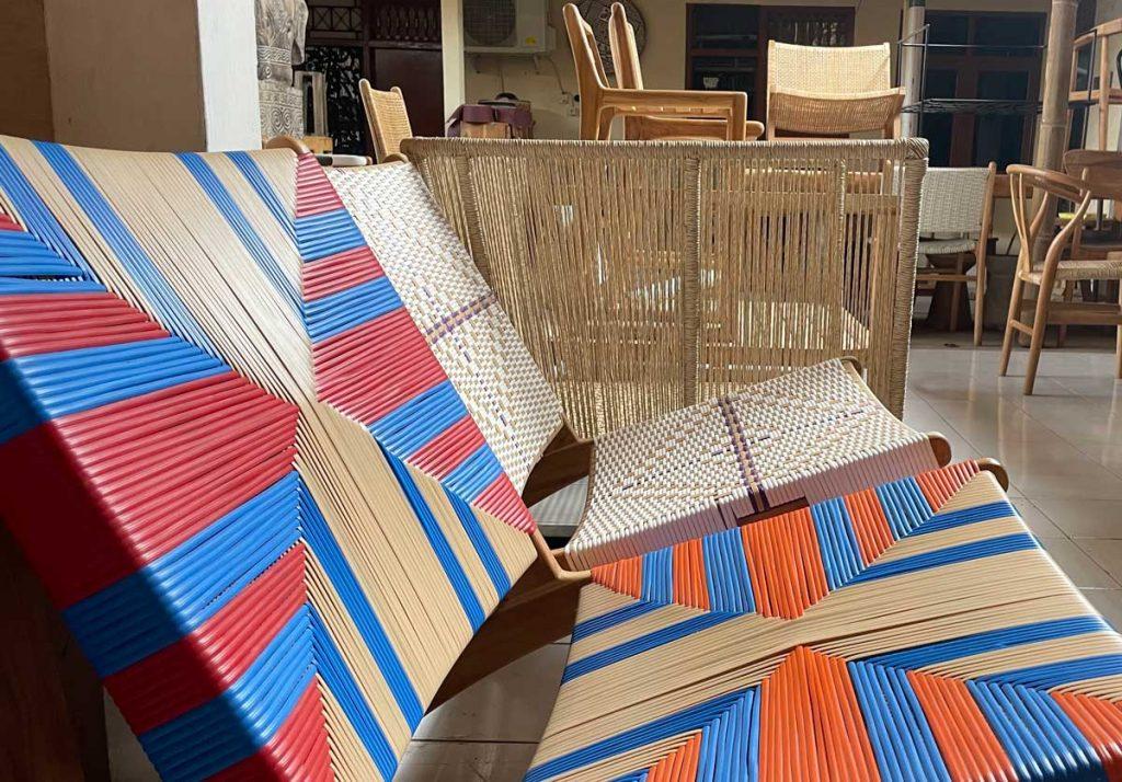 colorful chairs in the showroom 